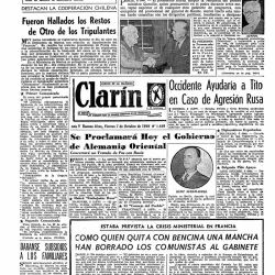 Así reflejaba el diario Clarín el hundimiento del Fournier, en septiembre y octubre de 1949.