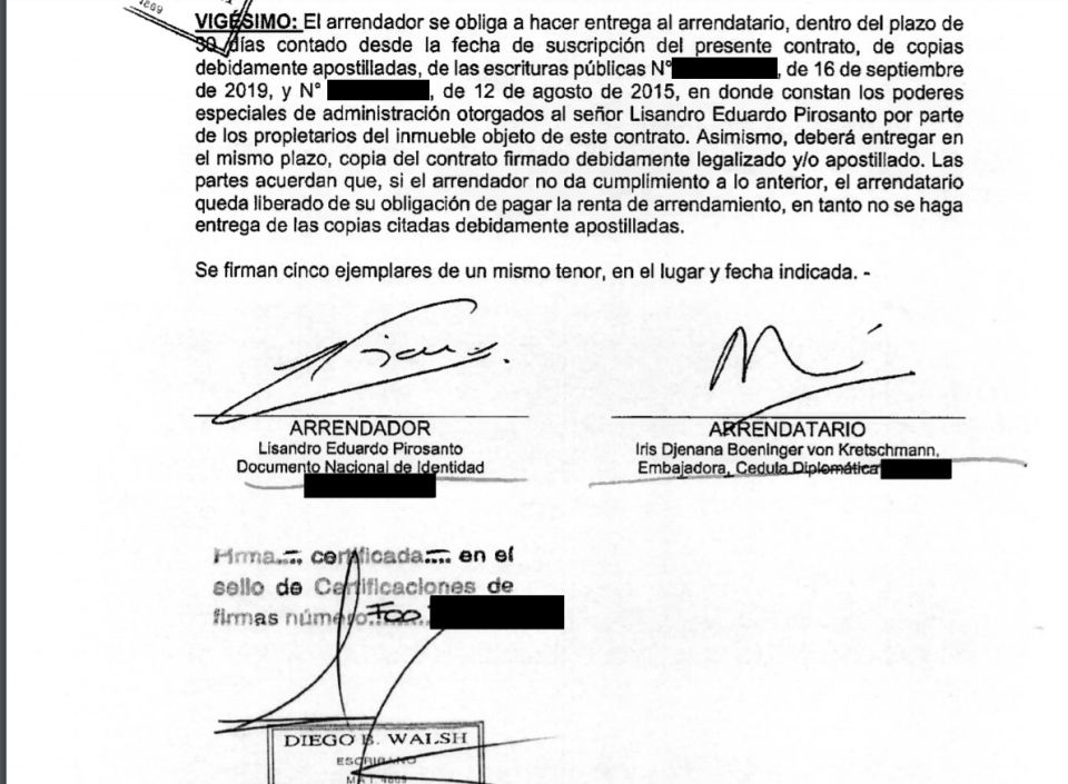 Contrato de alquiler del inmueble de Mascherano en Uruguay