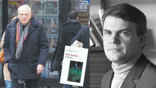 Ayer y hoy. Milan Kundera en octubre del año pasado, caminando por una calle parisina (izq). El escritor en 1968 (der), y la novela que lo lanzó a la fama, La broma.