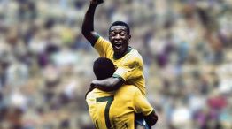 Celebración de Pelé junto con Jairzinho en el Mundial 1970
