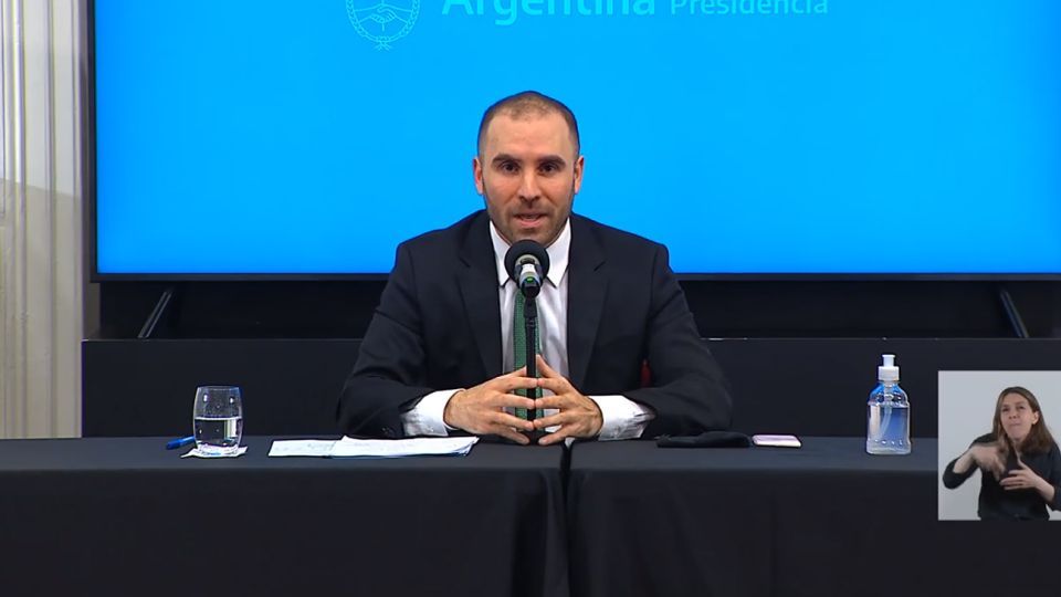 El ministro Martín Guzmán, en los nuevos anuncios económicos.