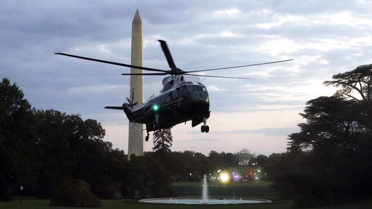 Trump que salió del hospital y llego a la casa Blanca