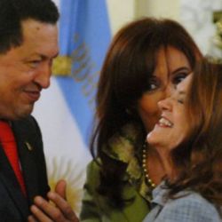 Hugo Chávez, Cristina Kirchner y Alicia Castro | Foto:cedoc