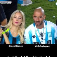 Lisandro Lopez, el jugador de Racing y su novia, Mercedes fueron padres por primera vez
