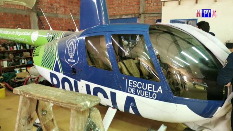 El helicóptero ploteado como de la Policía Bonaerense, hallado en Paraguay.