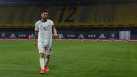 Lionel Messi is seen during Argentina's 2022 FIFA World Cup South American qualifier football match against Ecuador at La Bombonera stadium in Buenos Aires on October 8, 2020.