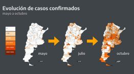 Mapa del avance del coronavirus en el interior del país.