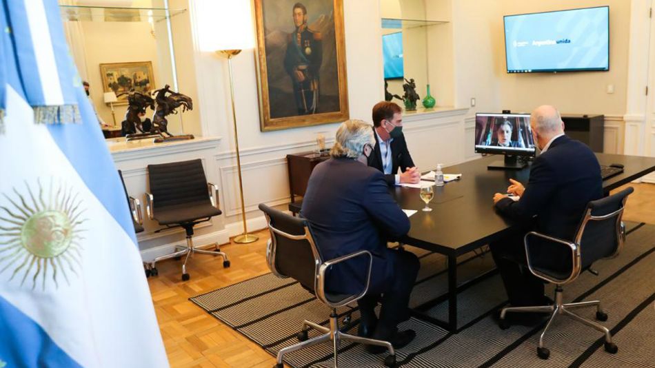 Alberto Fernández recibió a Horacio Rodríguez Larreta y Diego Santilli. Kicillof asistió de manera remota.
