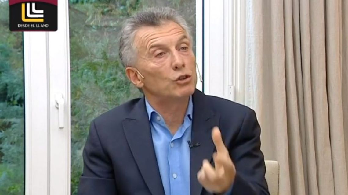 Former president Mauricio Macri speaks to the TN news channel in an interview.