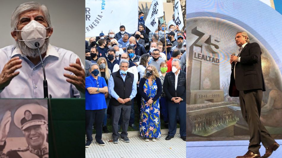 Moyano movilizó a su gente en el centro porteño y dio un discurso agresivo. El Presidente pidió en la CGT "terminar con la Argentina del odio".