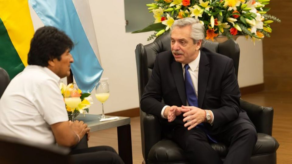 Evo Morales junto a Alberto Fernández.