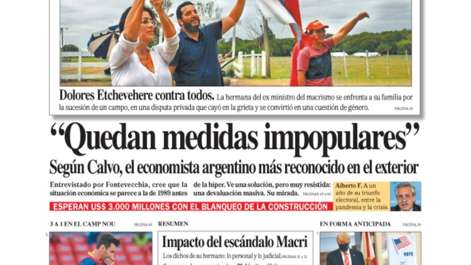 tapa Diario PERFIL domingo 25 de octubre 2020