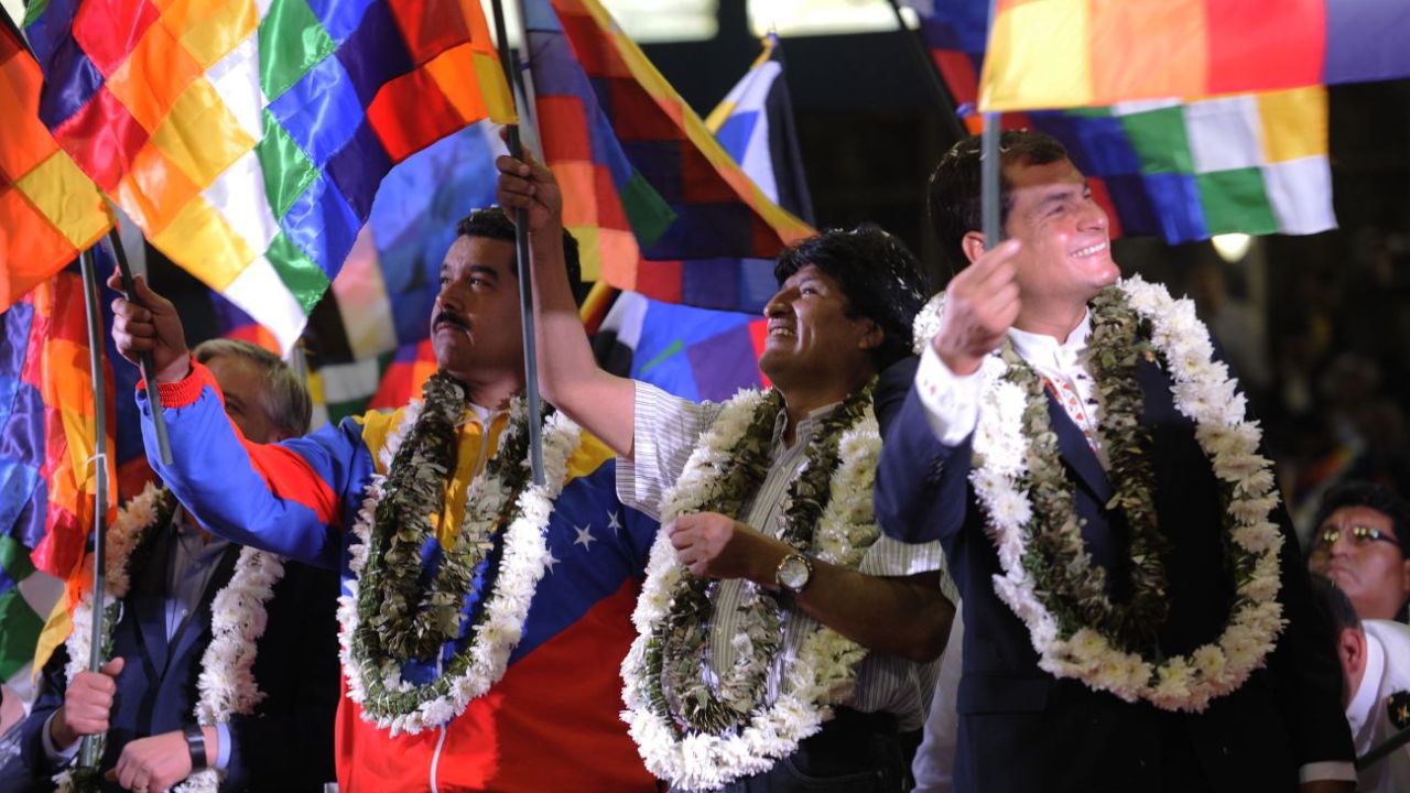 Nicolás Maduro, Evo Morales y Rafael Correa.  | Foto:CEDOC