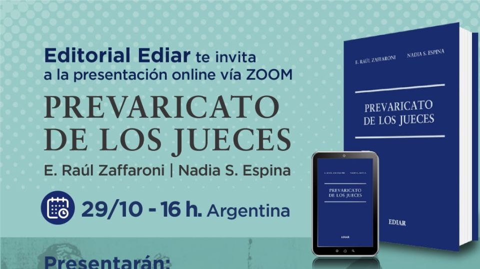 El anuncio con la presentación del libro de Zaffaroni