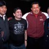 Maradona posa junto a Evo Morales y Hugo Chávez.  // Cedoc Perfil