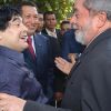 Maradona con Lula Da Silva, ex presidente de Brasil. Diego siempre admiró a los líderes populares. // Cedoc Perfil