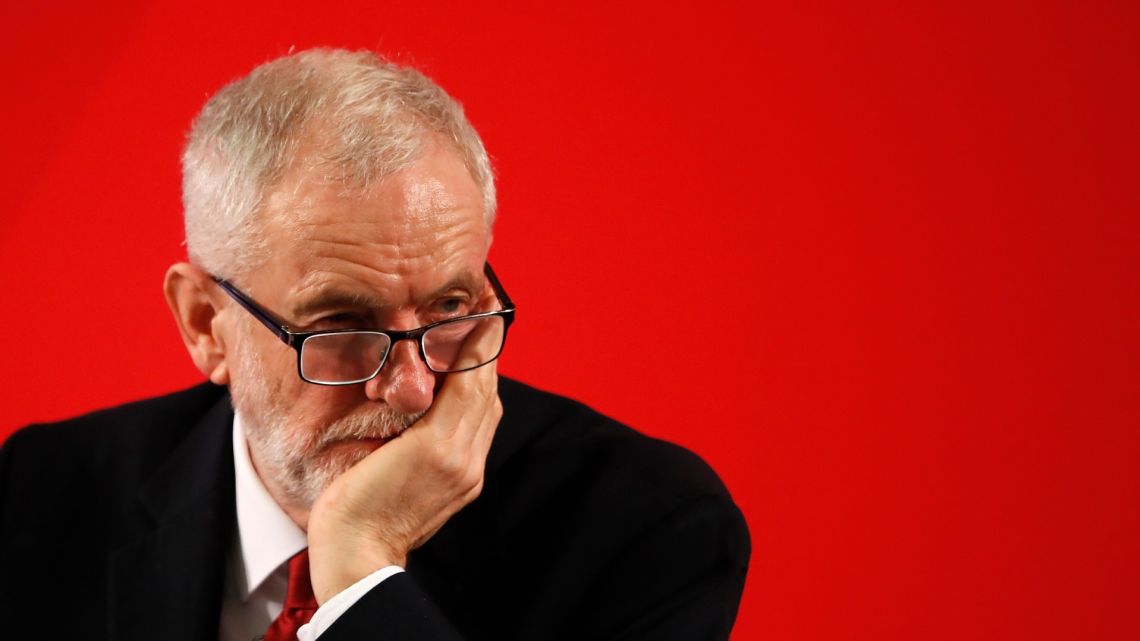  In this file photo taken on November 27, 2019, then-Labour party leader Jeremy Corbyn takes part in a press conference in London. 