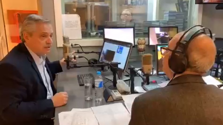 Alberto Fernández y Mario Pereyra, en Cadena 3 en julio de 2019.
