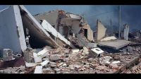 Destrozos luego de la explosión en Río Tercero. 