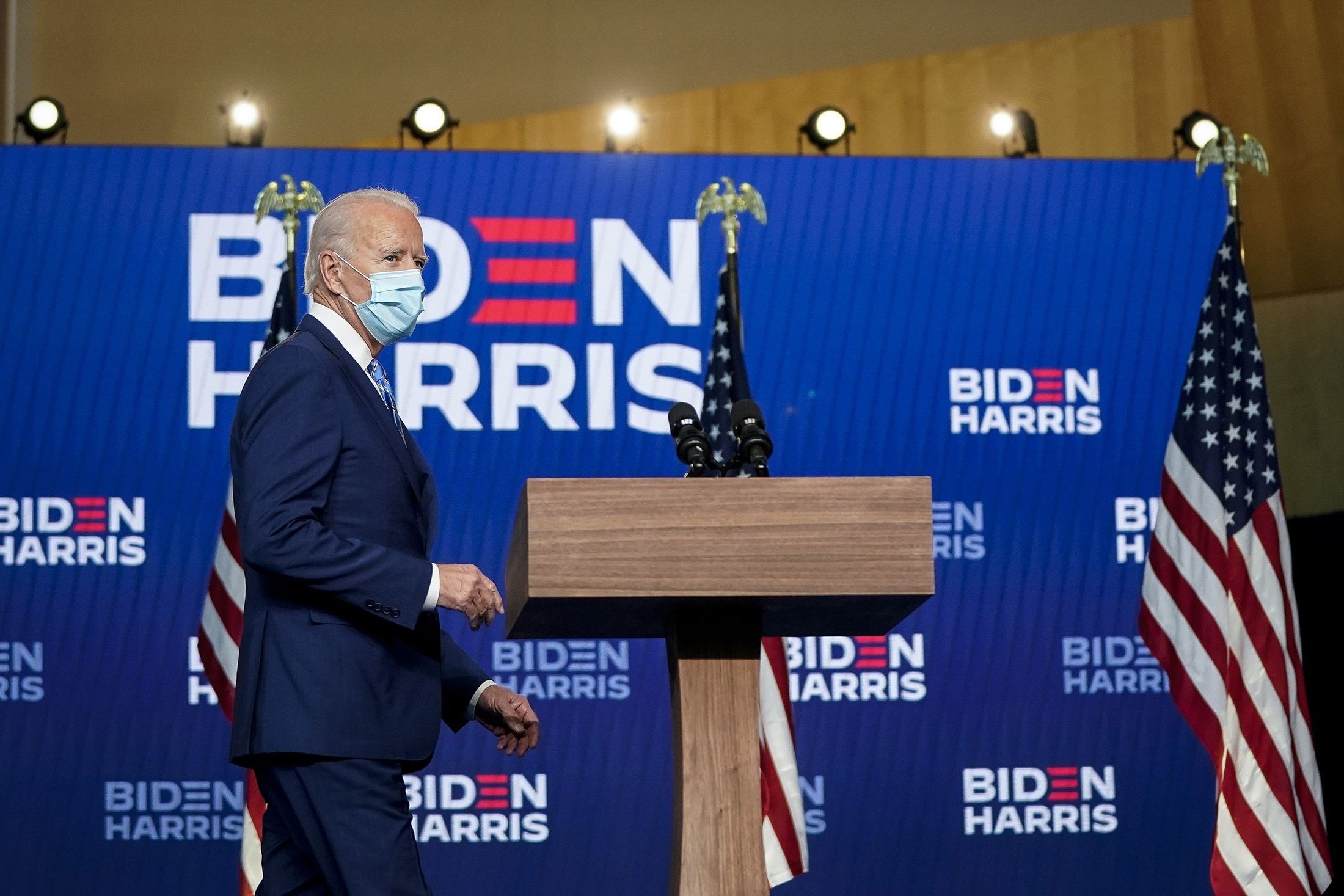 Democratic Presidential Nominee Joe Biden Speaks To The Press Day After Election Day, As Results Still Await