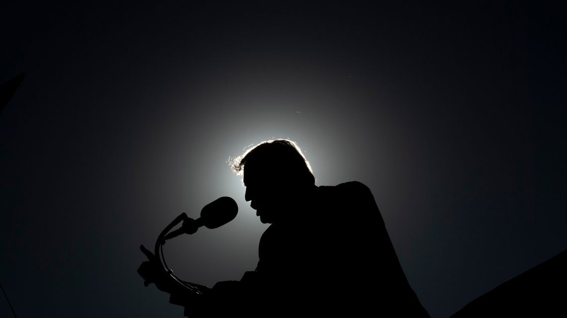 US President Donald Trump gestures as he speaks during a Make America Great Again rally at Phoenix Goodyear Airport October 28, 2020, in Goodyear, Arizona.