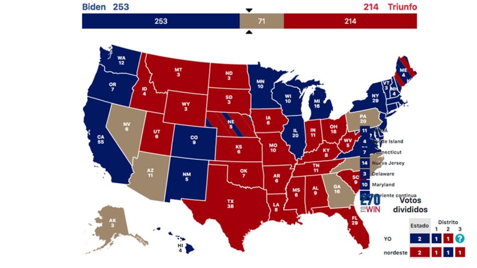 Mapa de elecciones de E.E U.U 20201105