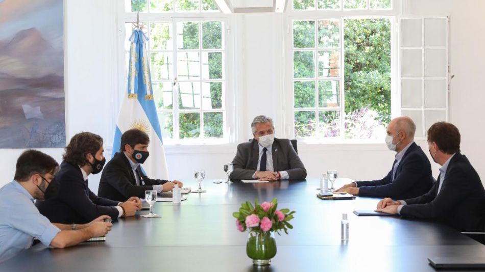 Reunión en Olivos del presidente. gobernador y Jefe de gobierno 20201106