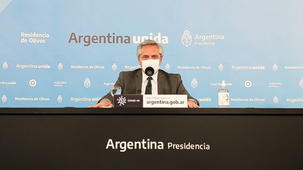 Alberto Fernández durante la conferencia de prensa.