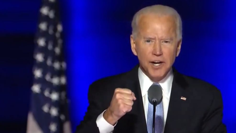 Joe Biden, hablando por primera vez como presidente de Estados Unidos.