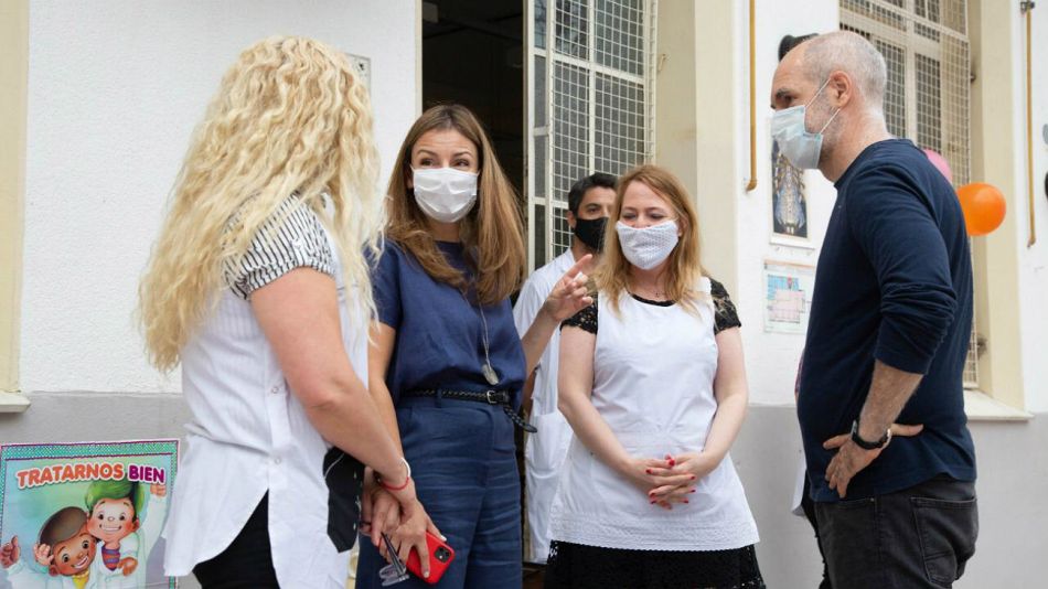Horacio Rodríguez Larreta y la ministra Soledad Acuña en una reciente recorrida por escuelas.