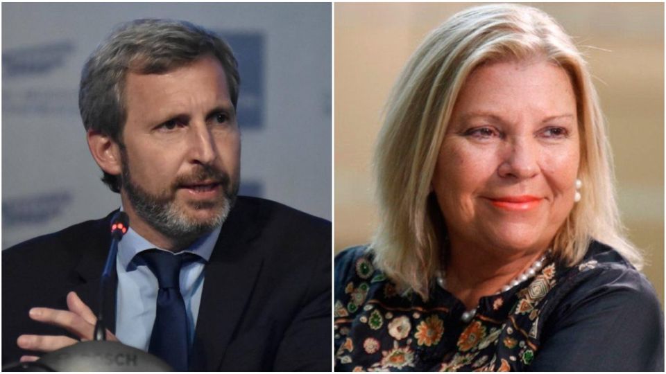 Rogelio Frigerio y Elisa Carrió, ambos integrantes de Juntos por el Cambio.