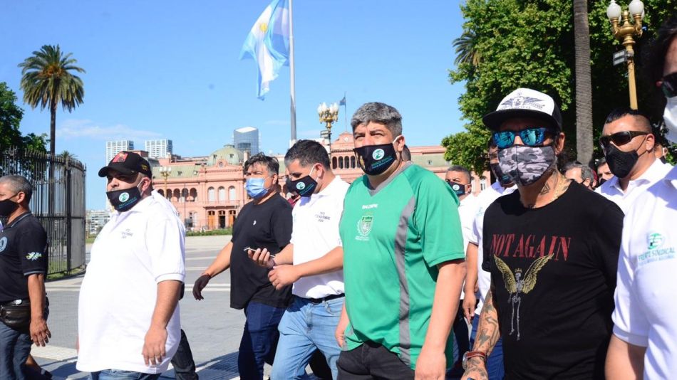 Pablo Moyano en Plaza de Mayo por el Día de la Militancia