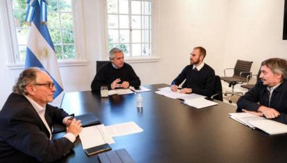 Alberto Fernández, Martín Guzmán y Máximo Kirchner