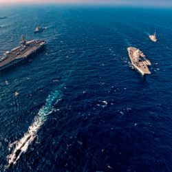 Esta foto muestra a los barcos que participan en la segunda fase del ejercicio naval Malabar en el mar Arábigo. - India, Australia, Japón y Estados Unidos iniciaron la segunda fase de un simulacro estratégico de la armada en el norte del mar Arábigo. | Foto:INDIAN NAVY / AFP