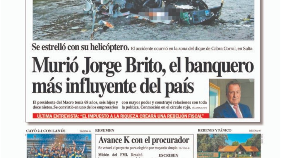 La tapa del diario PERFIL de este sábado 21 de noviembre.