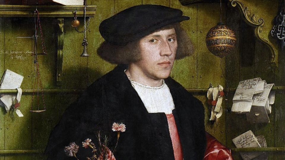 Hans Holbein, El Mercader Gisze - 1532 (detalle).