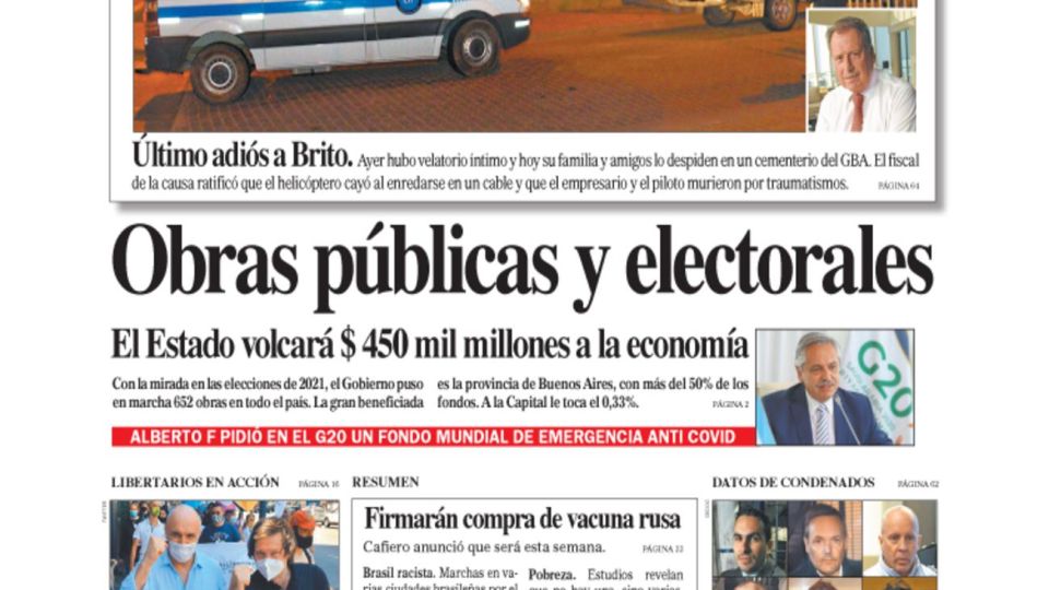 tapa Diario PERFIL domingo 22 de noviembre 2020