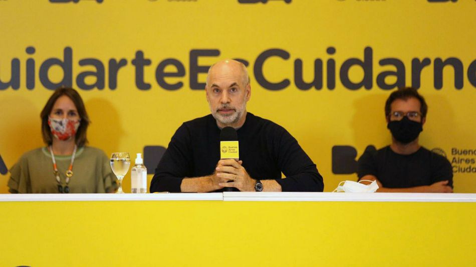 Horacio Rodríguez Larreta durante el anuncio de la nueva DISPO.