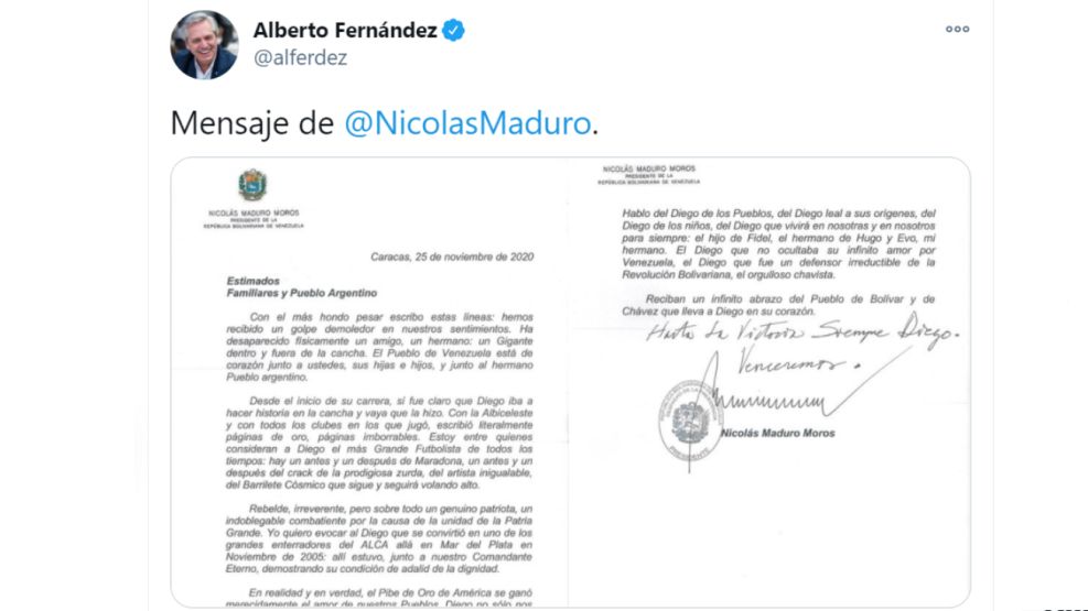 Carta de Nicolás Maduro