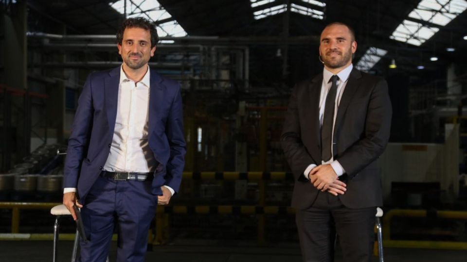El ministro de Economía Martín Guzmán junto al jefe de la UIA Diego Coatz