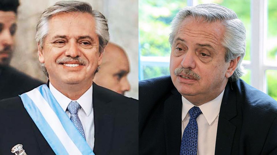 Antes y después. El difícil primer año de mandato ya dejó secuelas físicas en Alberto Fernández.