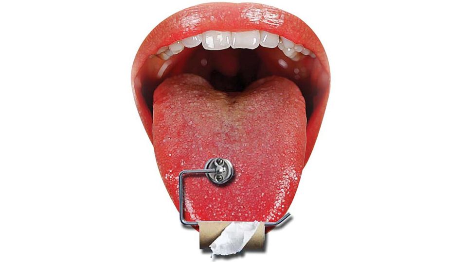 Lengua y papel higiénico.