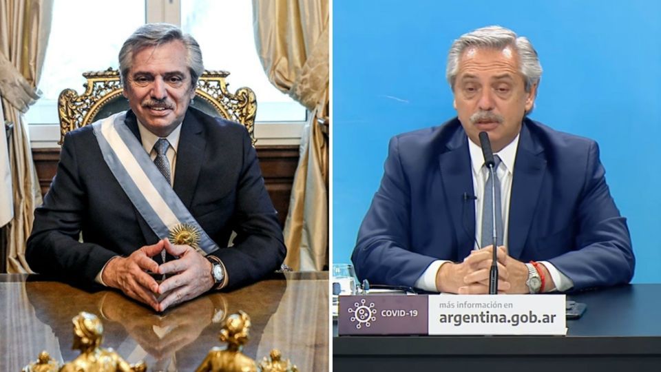 Alberto Fernandez el 10 de diciembre de 2019 y el 9 de diciembre de 2020.