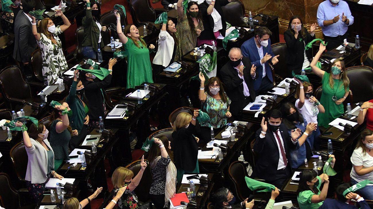 Imágenes en el contexto de la votación por el aborto en Diputados.