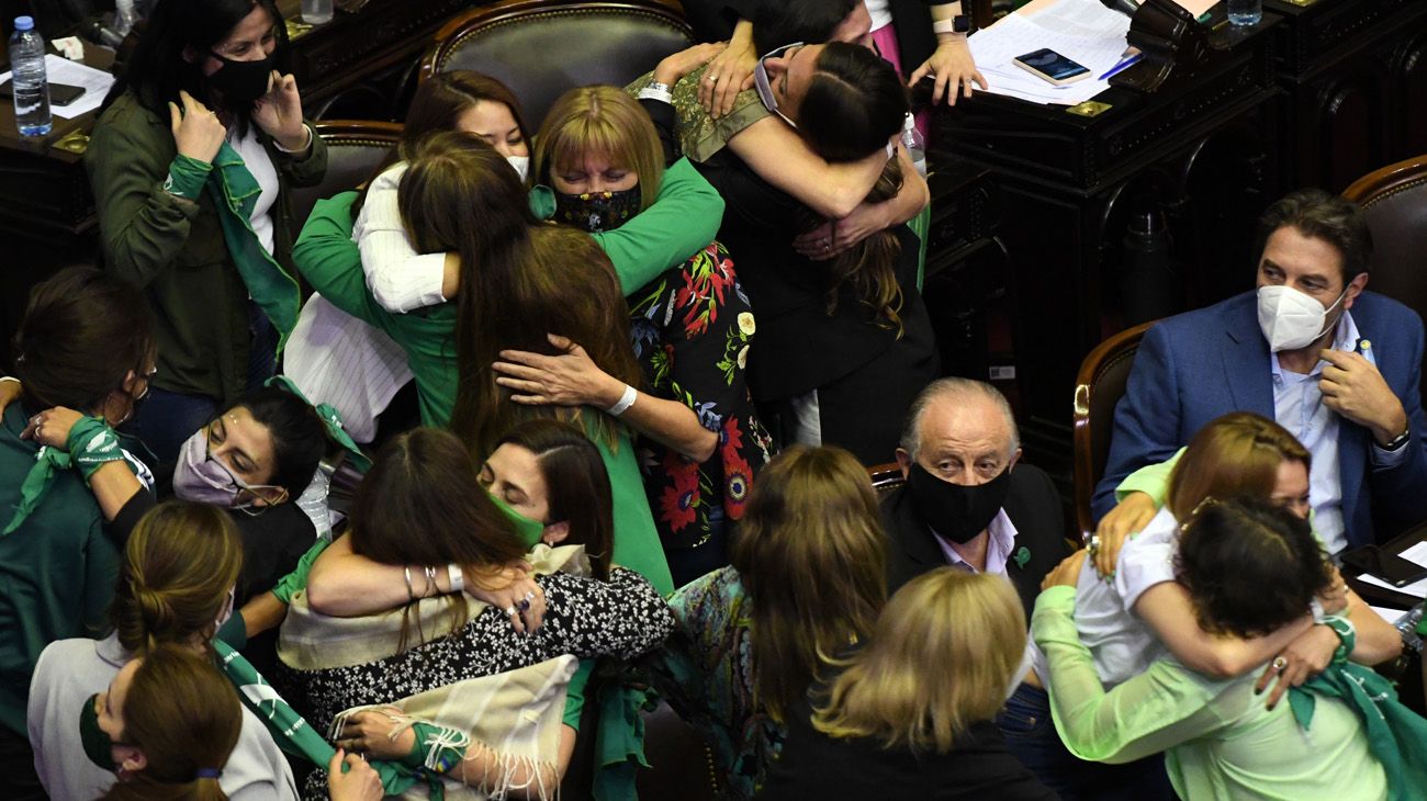 Imágenes en el contexto de la votación por el aborto en Diputados.