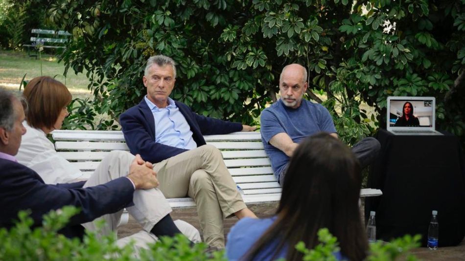 Bullrich, Macri, Larreta y Vidal desde el zoom, en la reunión de la cúpula del PRO.