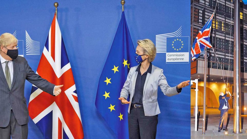 Gestos. Boris Johnson ve “muy, muy probable” un “no deal”, mientras que Ursula Von der Leyden, de la Comisión Europea, ya preparó un plan de contingencia para 2021. La bandera británica por ahora ondea en Bruselas.