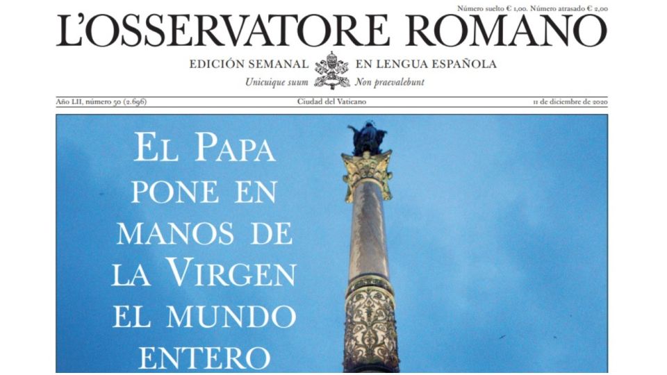 L'Osservatore Romano de esta semana: "El Papa pone en manos de la Virgen el mundo entero".