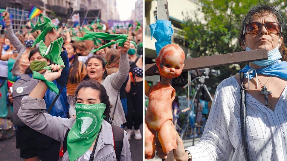 Efervescencia. Miles de manifestaciones verdes y celestes se manifestaron entre el jueves y el viernes en la Plaza del Congreso. Se espera que el clima vuelva a repetirse la última semana del año, cuando los senadores definan si se aprueba o no.