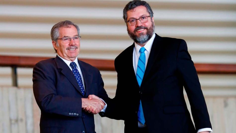 el canciller brasileño Ernesto Araújo y canciller argentino Felipe Solá 20201216